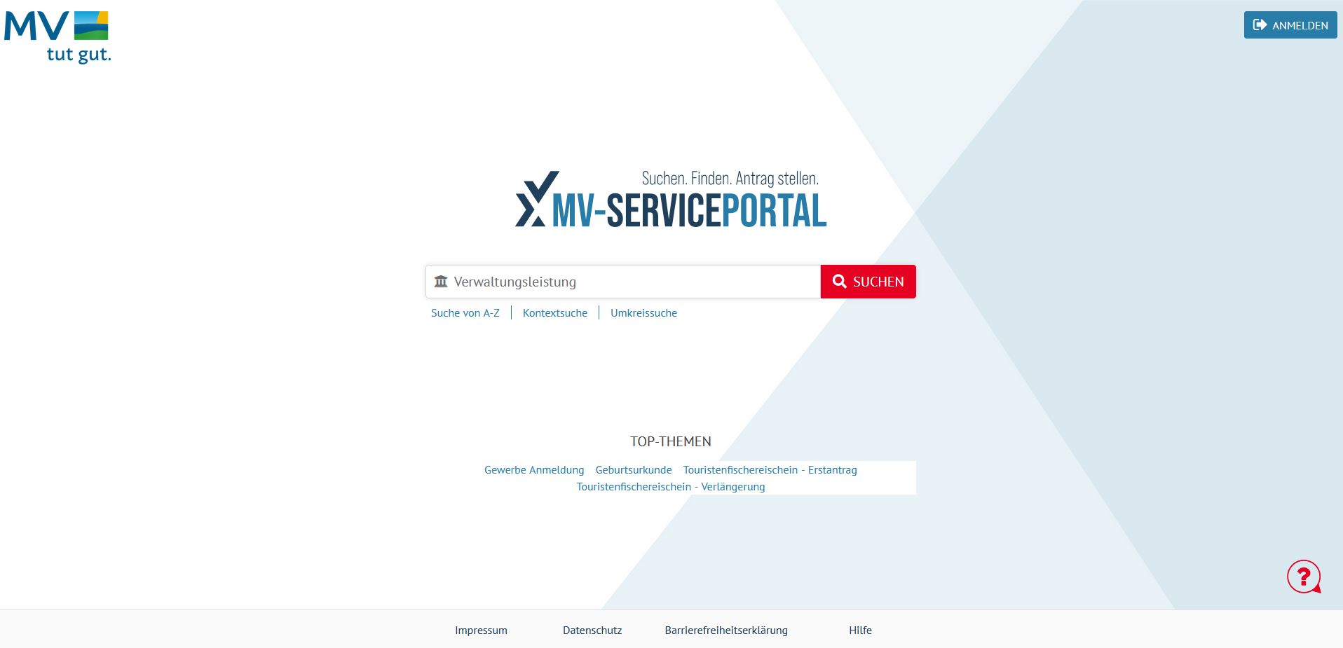 MV-Serviceportal Screenshot