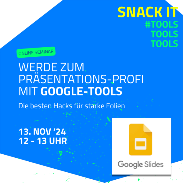 Google Tools Veranstaltungsankündigung Präsentationsprofi werden mit Google Tools