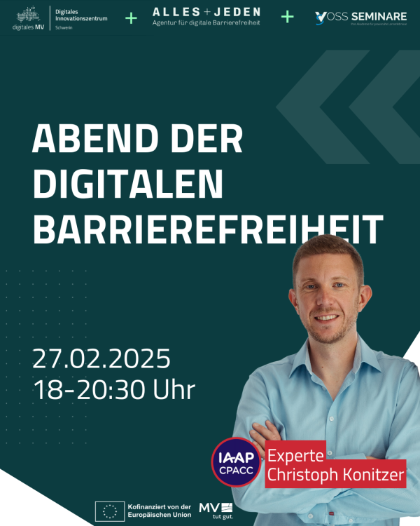 Veranstaltungsankündigung Abend der digitalen Barrierefreiheit, 27.2.2025, 18 Uhr